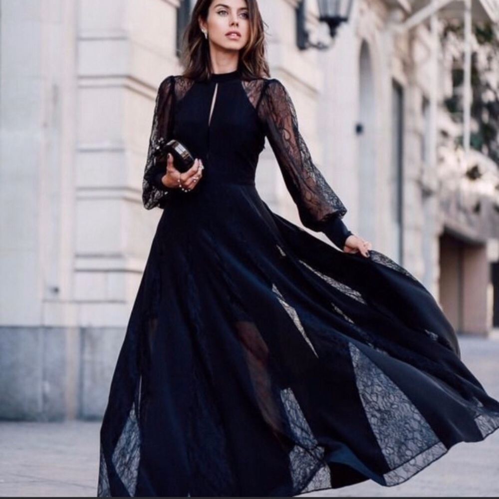 EDITION Chantilly Lace 100% Silk Maxi Dress